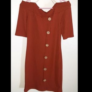 Off the shoulder button Dress
